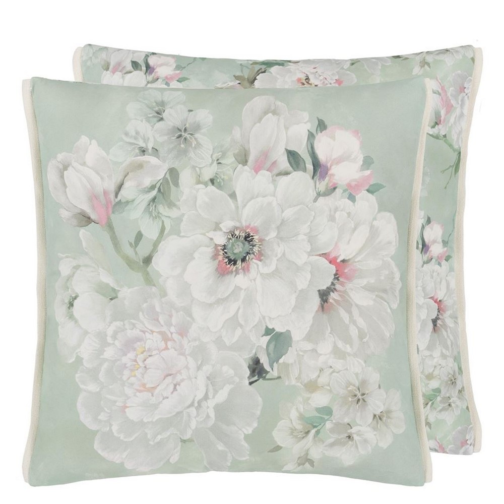 Fleur Blanche Cushion by Designers Guild in Eau De Nil Green